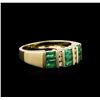 Image 2 : 14KT Yellow Gold 0.74ctw Emerald and Diamond Ring