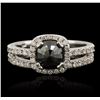 Image 1 : 14KT White Gold 1.23ctw Black Diamond Ring Wedding Set