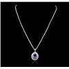 Image 1 : 14KT White Gold 5.01ct Tanzanite and Diamond Pendant With Chain