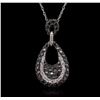 Image 2 : 14KT White Gold 0.13ctw Diamond Pendant With Chain