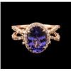 Image 1 : 14KT Rose Gold 4.34ct Tanzanite and Diamond Ring