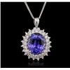 Image 1 : 14KT White Gold 9.14ct Tanzanite and Diamond Pendant With Chain