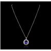 Image 2 : 14KT White Gold 9.14ct Tanzanite and Diamond Pendant With Chain