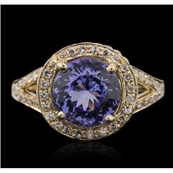 14KT Yellow Gold 2.96ct Tanzanite and Diamond Ring