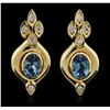 Image 1 : 18KT Yellow Gold 2.42ctw Blue Topaz and Diamond Earrings