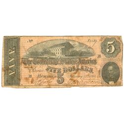 $5 1864 Richmond Virginia Confederate States of America Bank Note