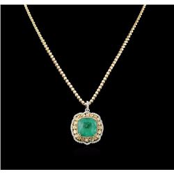 18KT Two-Tone Gold GIA Certified 36.24ct Emerald and Diamond Pendant With Chain