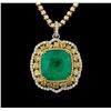 Image 2 : 18KT Two-Tone Gold GIA Certified 36.24ct Emerald and Diamond Pendant With Chain