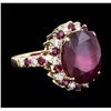 Image 2 : 14KT Yellow Gold 15.25ctw Ruby and Diamond Ring