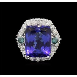 14.65ct Tanzanite and Diamond Ring - 14KT White Gold