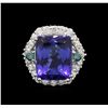 Image 1 : 14.65ct Tanzanite and Diamond Ring - 14KT White Gold