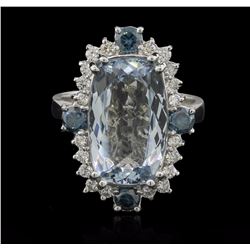 5.23ct Aquamarine and Diamond Ring - 14KT White Gold