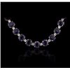 Image 2 : 14KT White Gold 73.04ctw Sapphire and Diamond Necklace