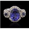 Image 1 : 3.81ct Tanzanite, Blue Sapphire, and Diamond Ring - 14KT White Gold
