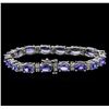Image 2 : 20.58ctw Tanzanite and Diamond Bracelet - 14KT White Gold