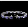 Image 3 : 20.58ctw Tanzanite and Diamond Bracelet - 14KT White Gold