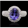 Image 1 : 14KT White Gold 2.88ct Tanzanite and Diamond Ring
