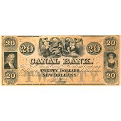 $20 New Orleans Louisiana Canal Banking Company Large Note