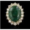 Image 1 : 14KT Yellow Gold 10.80ct Emerald and Diamond Ring
