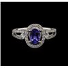 Image 1 : 0.70ct Tanzanite and Diamond Ring - 18KT White Gold
