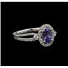 Image 2 : 0.70ct Tanzanite and Diamond Ring - 18KT White Gold