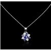 Image 1 : 14KT White Gold 1.43ct Tanzanite, Sapphire and Diamond  Pendant With Chain