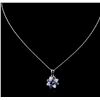 Image 2 : 14KT White Gold 1.43ct Tanzanite, Sapphire and Diamond  Pendant With Chain