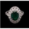 Image 1 : 2.65ct Emerald and Diamond Ring - 14KT White Gold