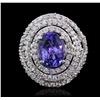 Image 1 : 14KT White Gold 3.82ct Tanzanite and Diamond Ring