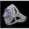 Image 2 : 14KT White Gold 3.82ct Tanzanite and Diamond Ring