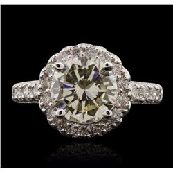 14KT White Gold 2.22ct SI-1/Light Yellow Diamond Ring