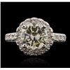 Image 1 : 14KT White Gold 2.22ct SI-1/Light Yellow Diamond Ring