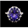 Image 1 : 14KT White Gold 3.54ct Tanzanite, Sapphire and Diamond Ring