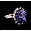 Image 2 : 14KT White Gold 3.54ct Tanzanite, Sapphire and Diamond Ring