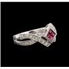 Image 2 : 0.40ctw Ruby and Diamond Ring - 14KT White Gold