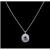 Image 1 : 14KT White Gold 3.57ct Tanzanite and Diamond Pendant With Chain