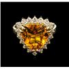 Image 1 : 4.29ct Citrine and Diamond Ring - 14KT Yellow Gold