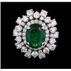 Image 1 : 14KT White Gold 3.08ct Emerald and Diamond Ring
