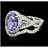 Image 2 : 14KT White Gold 2.37ct Tanzanite and Diamond Ring and Guard