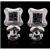 Image 1 : 14KT White Gold Sapphire and Diamond Earrings
