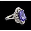 Image 2 : 3.67ct Tanzanite and Diamond Ring - 14KT White Gold
