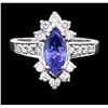 Image 1 : 14KT White Gold 1.34ct Tanzanite and Diamond Ring
