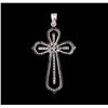 Image 2 : 1.00ctw Diamond Cross Pendant - 14KT White Gold