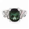 Image 1 : 14KT White Gold 4.49ct Green Tourmaline and Diamond Ring