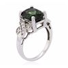 Image 3 : 14KT White Gold 4.49ct Green Tourmaline and Diamond Ring