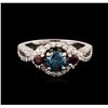 Image 1 : 14KT White Gold 1.03ctw Fancy Blue Diamond and Ruby Ring