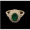 Image 1 : 1.45ct Emerald and Diamond Ring - 14KT Yellow Gold