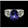 Image 1 : 14KT White Gold 4.17ct Tanzanite and Diamond Ring