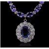 Image 1 : 14KT White Gold 31.96ctw Tanzanite and Diamond Necklace