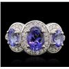 Image 1 : 14KT White Gold 2.75ctw Tanzanite and Diamond Ring